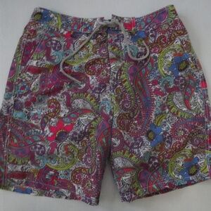 BUGATCHI UOMO Mens Multi Color Paisley Swim Short Drawstring SMALL 8" Inseam